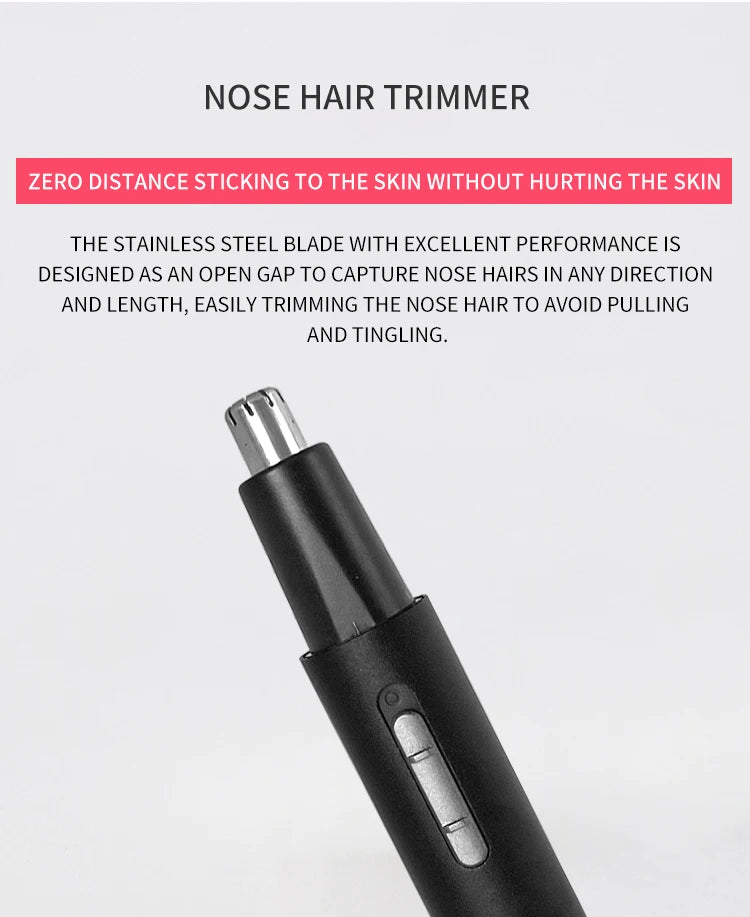 Recortadora de nariz, orejas y barba recargable eléctrica indolora 3 en 1 para hombres, recortadora de vello facial de cejas. in 1 Painless Electric Rechargeable Nose Ear & Beard Trimmer for Men Facial Eyebrow Hair Trimmer