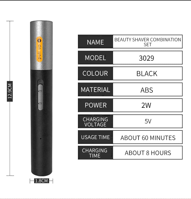 Recortadora de nariz, orejas y barba recargable eléctrica indolora 3 en 1 para hombres, recortadora de vello facial de cejas.  in 1 Painless Electric Rechargeable Nose Ear & Beard Trimmer for Men Facial Eyebrow Hair Trimmer